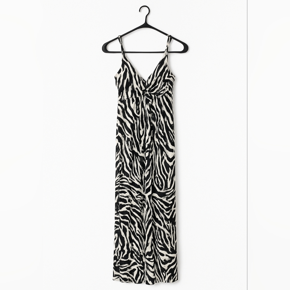 Y2k‎ Whimsigoth Zebra Print Maxi Dress Empire Waist Size Medium Fairy Grunge